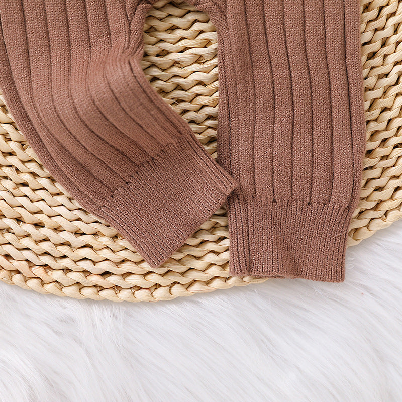 Tricolor Warm Sweater Baby Lace Long Sleeve Jumpsuit